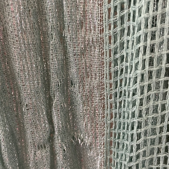 Soft deep mint green infinity scarf with silver metallic highlights, 72”X 28” - Picture 6 of 11